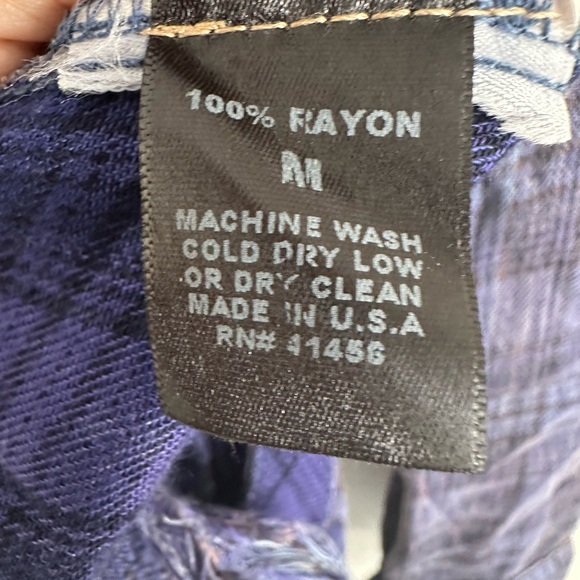 Nu Vintage women’s medium purple art plaid long flannel button up shirt - Picture 4 of 7